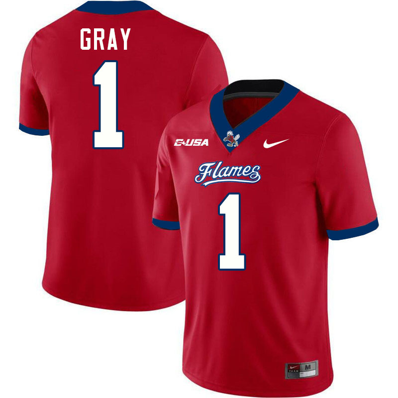 Liberty Flames #1 Julian Gray College Football Jerseys Stitched-Red